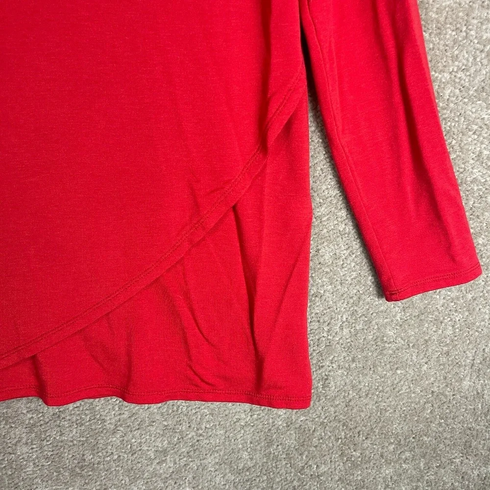 J Jill Tunic Womens Small Red‎ Tencel Turtleneck Layered Asymmetrical Soft Knit